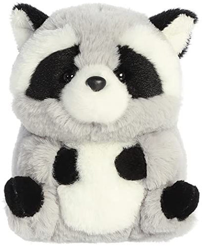 AuroraÂ® Round Rolly Petâ„¢ Ripley Raccoon Stuffed Animal - Adorable Companions - On-The-Go Fun - Gray 5 Inches