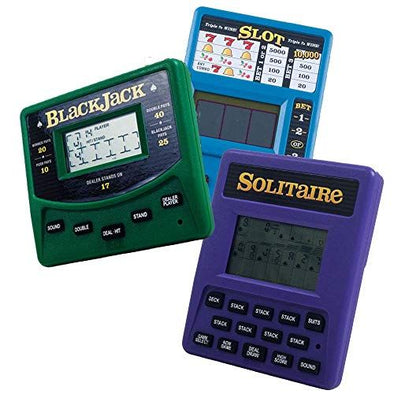 RecZone LLC Vegas Gambling Electronic Travel Game Pack - Slot Machine, Solitaire, and Blackjack Handheld Game