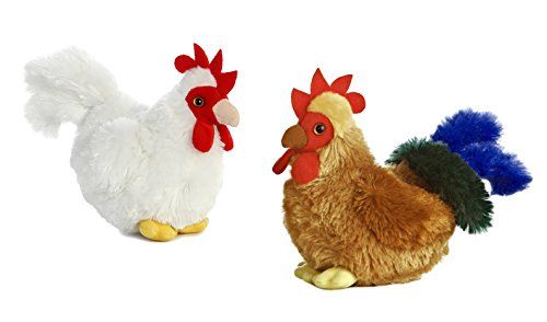 Aurora Mini Flopsie Bundles Bundle of 2 6 Floppy Beanbag Chicken & Rooster Stuffed Animals - New Chicken & Cocky Rooster, Multicolor