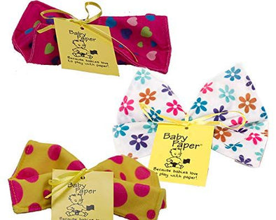 Baby Paperâ€“ 3 Pack of Crinkly, Sensory Toys Hearts, Flowers & Yellow Pink Dot