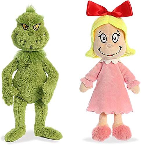 Aurora World Plush - Dr. Seuss The Grinch 18in with Dr. Seuss Cindy Lou Who 12in