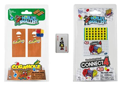 Worlds Smallest Connect 4 Cornhole â€“ Miniature Playing Cards â€“ Bundle Set of 3 Games