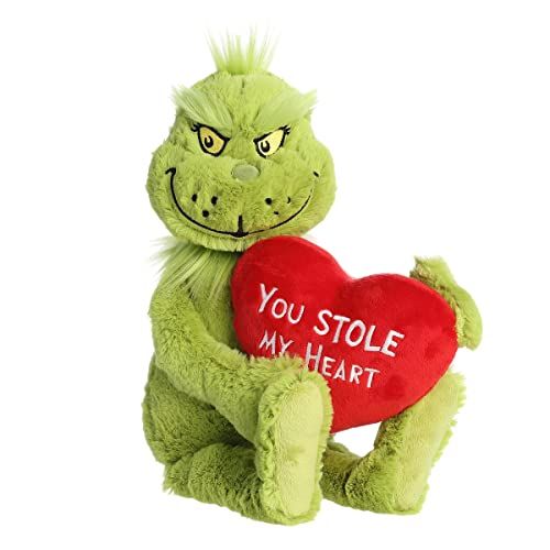 Aurora® Whimsical Dr. Seuss™ Stole My Heart Grinch Stuffed Animal - Magical Storytelling - Literary Inspiration - Green 15 Inches