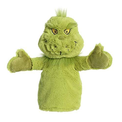 AuroraÂ® Whimsical Dr. Seussâ„¢ Grinch Hand Puppet Stuffed Animal - Magical Storytelling - Literary Inspiration - Green 10 Inches