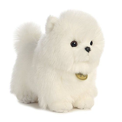 Aurora - Small White Miyoni - 9" Pompom Pup - Adorable Stuffed Animal