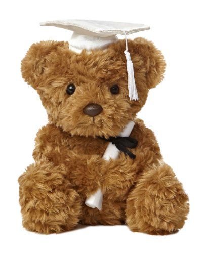 Aurora World Graduation - 8.5" Wagner Bear Graduation - White Cap Plush Brown