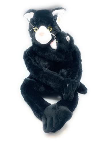 Funstuff Black Cat Hang-A-Boo with Baby - Velcro Hands Hanging Plush 24 Inches