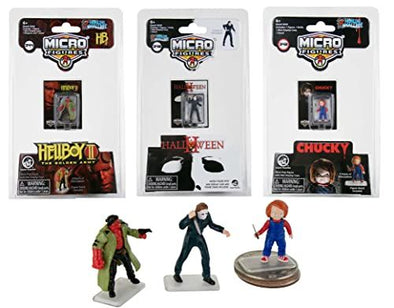 World's Smallest Universal Studios Horror Micro Action Figures 3-Pack (Chucky, Michael Myers, & Hellboy), (MGHU3pk)