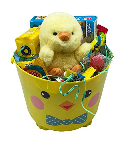 Pre-Made Easter Basket - Boy Building Bricks Set and Activity Book with Candy (Version 2)