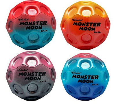 Waboba Monster Moon Ball - The New Larger Super Bouncing Ball - 4 Pack (Assorted Colors)