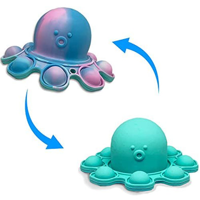 Trendology Octopop Pop It Fidget Toy | Reversible Push Pop Bubble Sensory Octopus (Teal to Pink and Blue)