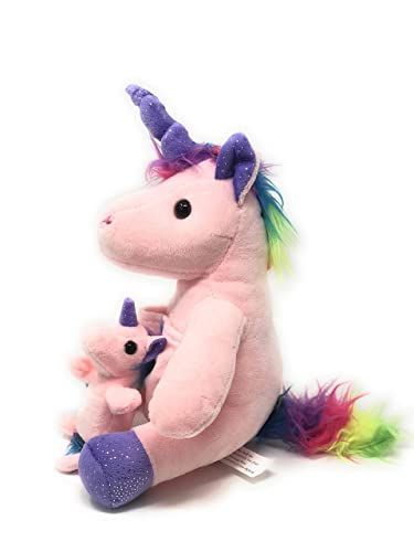 Soft Plush Unicorn With Pouch And Mini Foal, 10 1/2 Inches