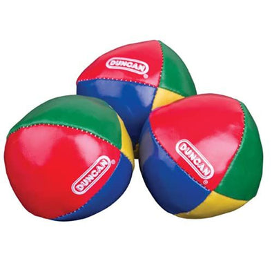 duncan juggling balls - [pack of 3] multicolor, vinyl shells, circus balls with 4 panel design, plastic beans