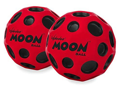 Waboba Moon Ball - Bounces Out of This World - Original Patented Design - Craters Make Pop Sounds - Red (2 Pack)