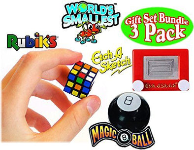 World's Smallest Rubik's Cube, Magic 8 Ball & Etch A Sketch Gift Set Bundle - 3 Pack