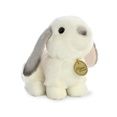 Aurora - Miyoni - 8" Lop Eared Rabbit with Grey Ears, White and Gray