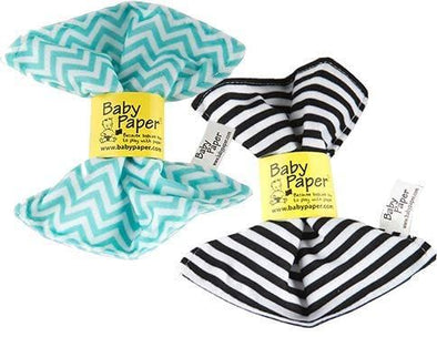 Baby Paper â€“ 2 Pack of Crinkly, Sensory Toys, Black & White Stripe, Turquoise Zig Zag