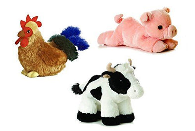 Aurora Farm Plush Animal Bundle Percy Pig Moo Cow Cocky Rooster